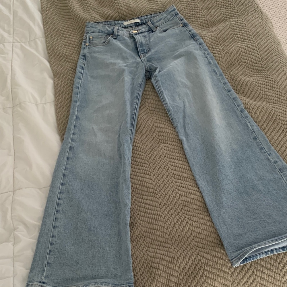 Fidelity Denim Light Wash Midrise wide leg jean — NEVER WORN — Anthropologie